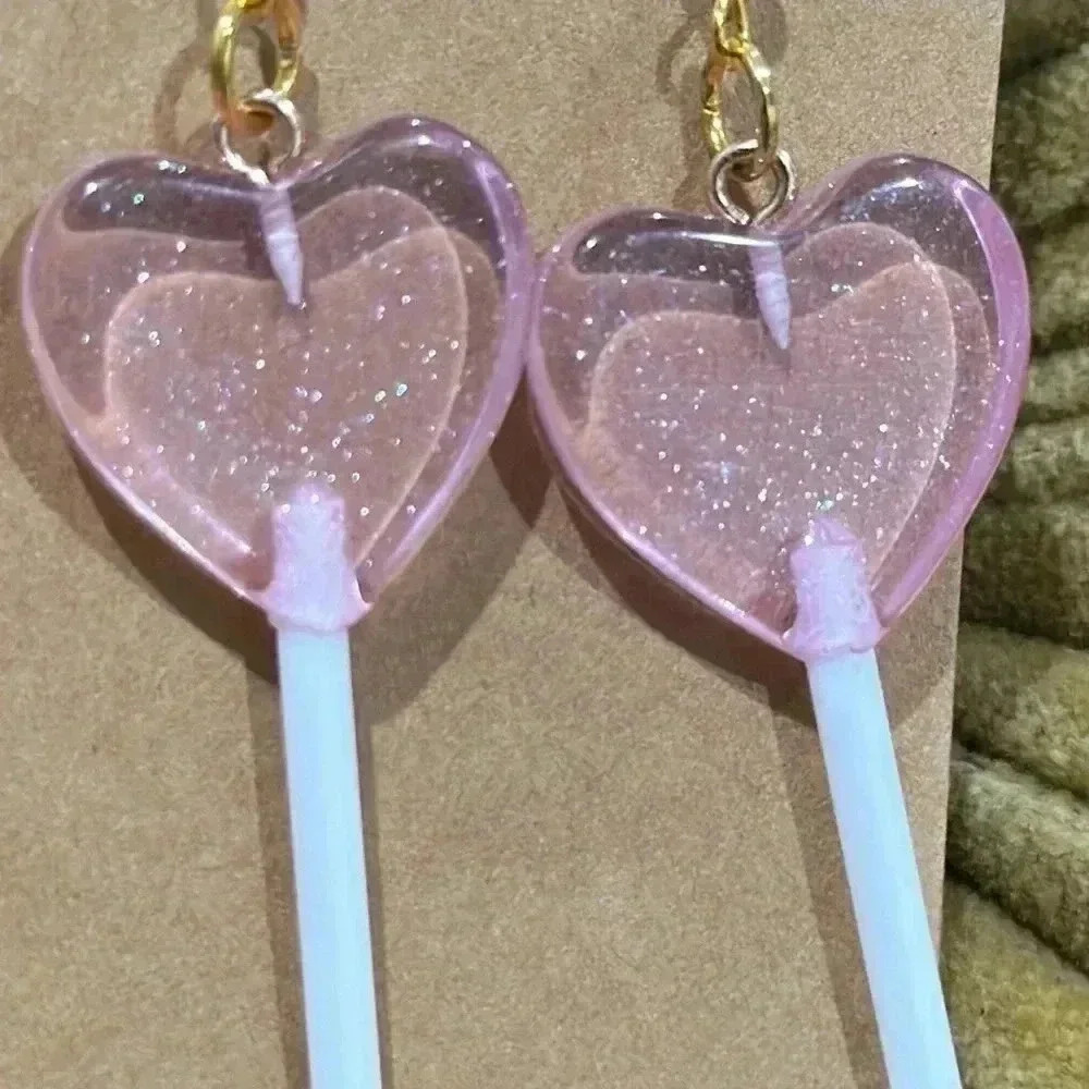 Handmade pink heart lollipop - Picture 2 of 3